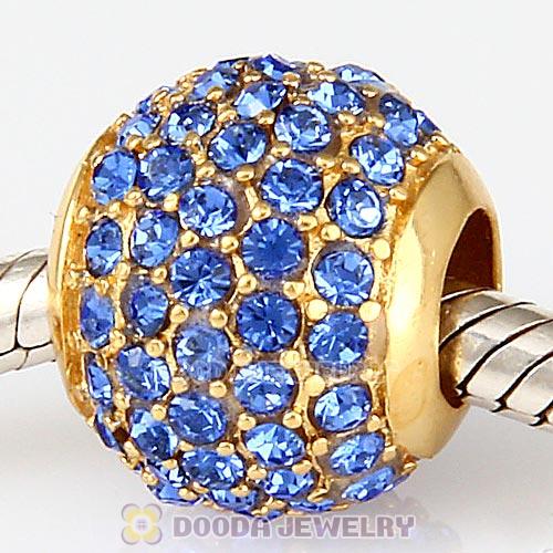 Gold Plated Sterling Pave Lights with Sapphire Austrian Crystal Charm