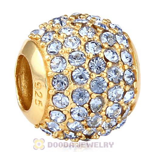 Gold Plated Sterling Pave Lights with Light Sapphire Austrian Crystal Charm