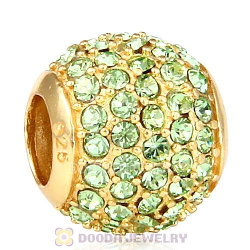 Gold Plated Sterling Pave Lights with Peridot Austrian Crystal Charm