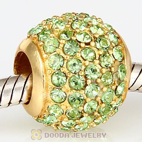 Gold Plated Sterling Pave Lights with Peridot Austrian Crystal Charm