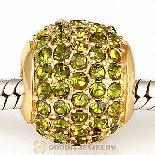 Gold Plated Sterling Pave Lights with Olivine Austrian Crystal Charm