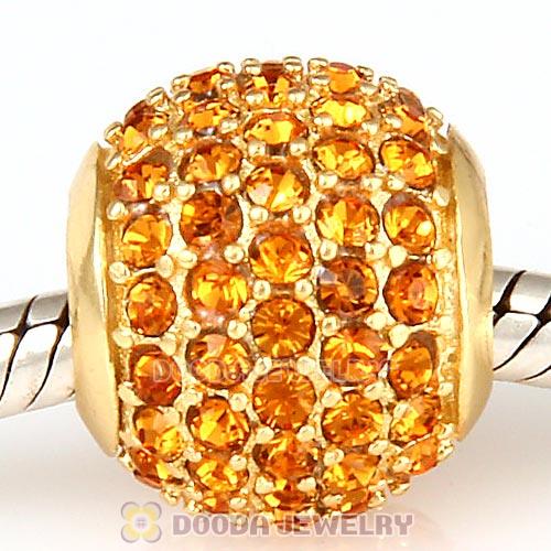 Gold Plated Sterling Pave Lights with Topaz Austrian Crystal Charm