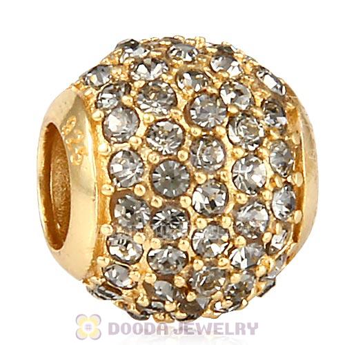Gold Plated Sterling Pave Lights with Black Diamond Austrian Crystal Charm