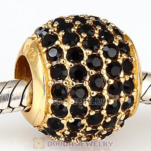 Gold Plated Sterling Pave Lights with Jet Austrian Crystal Charm
