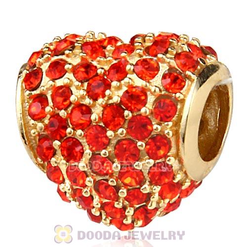 Gold Plated Sterling Pave Heart with Hyacinth Austrian Crystal Charm