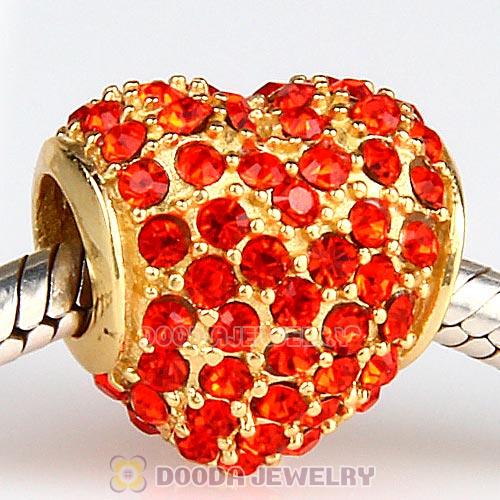 Gold Plated Sterling Pave Heart with Hyacinth Austrian Crystal Charm