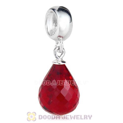 European Sterling Silver Dangle Siam Faceted Glass Beauty Charm