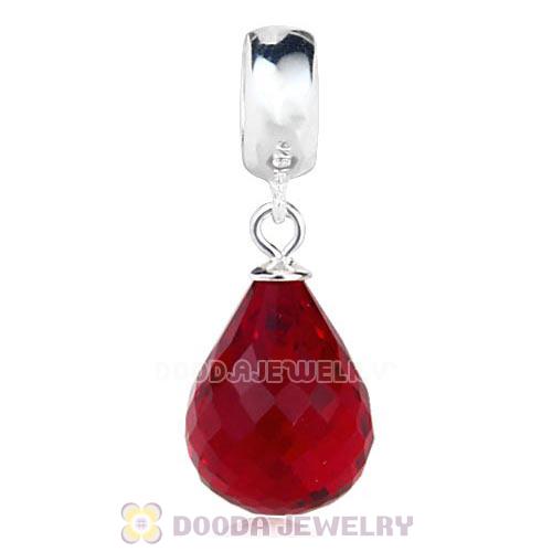 European Sterling Silver Dangle Siam Faceted Glass Beauty Charm