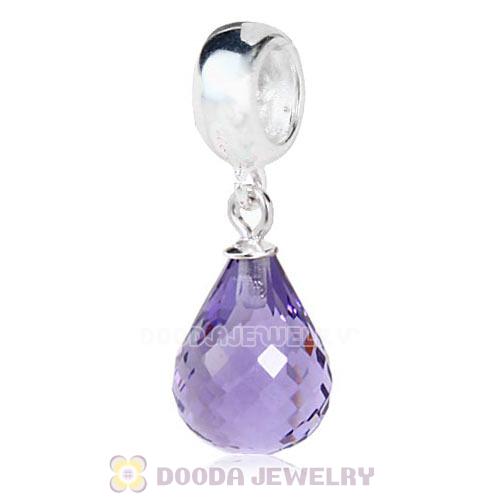 European Sterling Silver Dangle Tanzanite Faceted Glass Beauty Charm