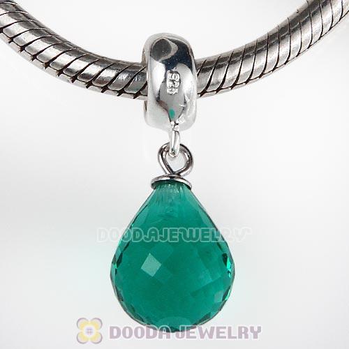 European Sterling Silver Dangle Blue Zircon Faceted Glass Beauty Charm