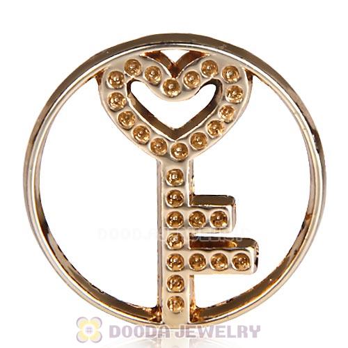 22mm Large Rose Gold Heart Key Alloy Window Plate