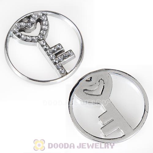 22mm Large Platinum Heart Key Alloy Window Plate