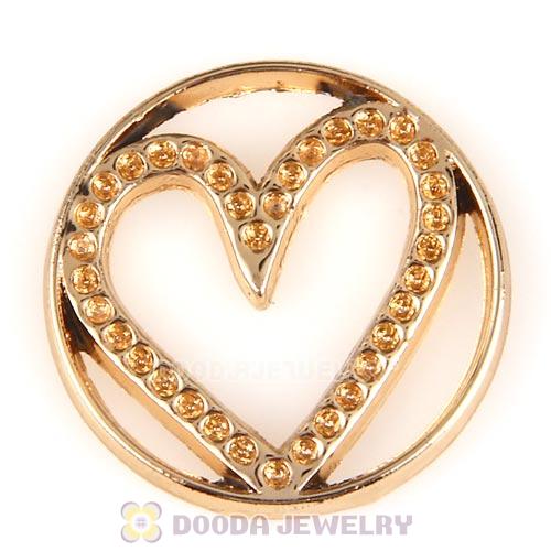 22mm Large Rose Gold Heart Alloy Window Plate
