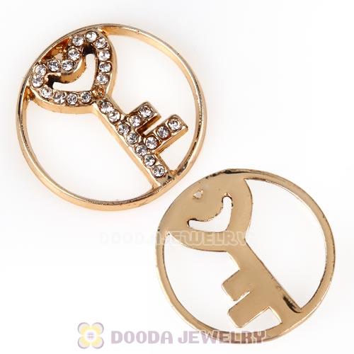 22mm Large Rose Gold Heart Key Alloy Window Plate with Crystal