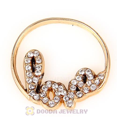 22mm Large Rose Gold Love Alloy Window Plate with Crystal