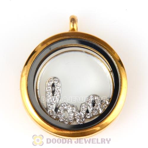 22mm Large Platinum Love Alloy Window Plate with Crystal