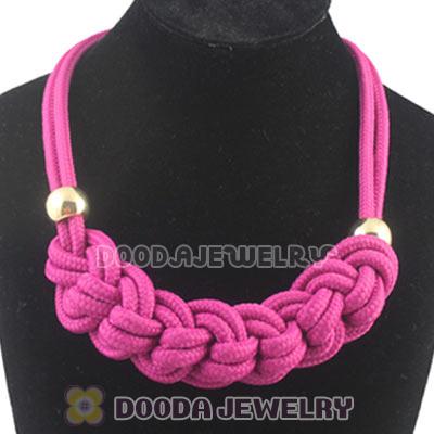Handmade Weave Fluorescence Fuchsia Cotton Rope Braided Necklace