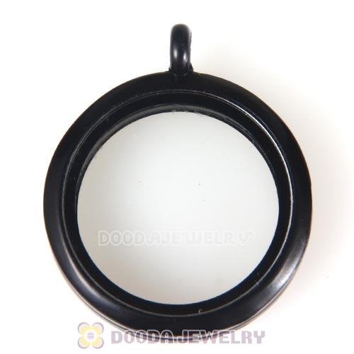 30mm Black Plated Alloy Glass Floating Locket Pendant Wholesale