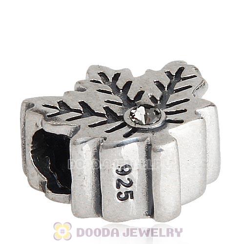 European Sterling Silver Maple Leaf Beads with Black Diamond Austrian Crystal