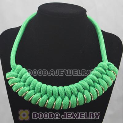 Handmade Weave Fluorescence Dark Green Cotton Rope Braided Necklace