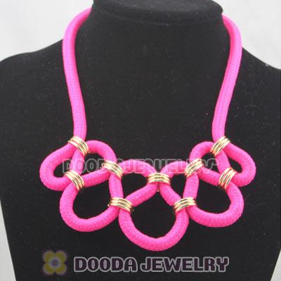 Handmade Weave Fluorescence Rose Cotton Rope Fashion Necklace