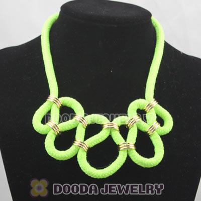Handmade Weave Fluorescence Peridot Cotton Rope Fashion Necklace