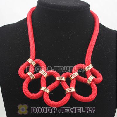 Handmade Weave Fluorescence Red Cotton Rope Fashion Necklace