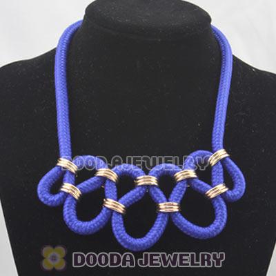 Handmade Weave Fluorescence Dark Blue Cotton Rope Fashion Necklace