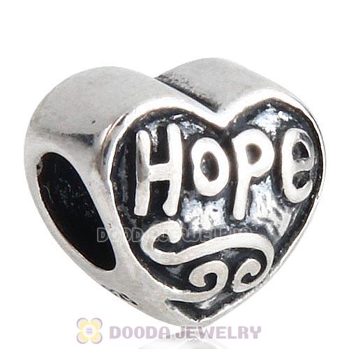 Antique Sterling Silver Hope Heart Love Beads European Style