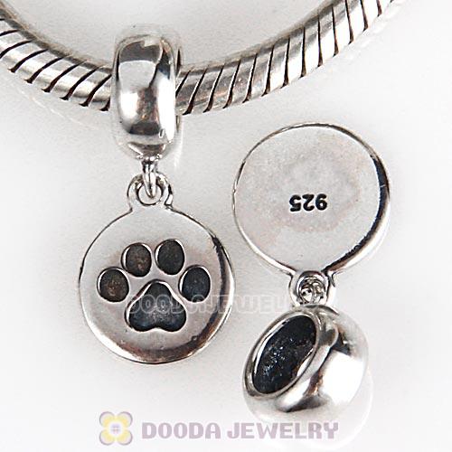 Antique Sterling Silver Dangle Paw Charm Beads European Style
