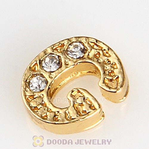 Gold Plated Alloy Letter G with Crystal Floating Locket Charms Wholesale