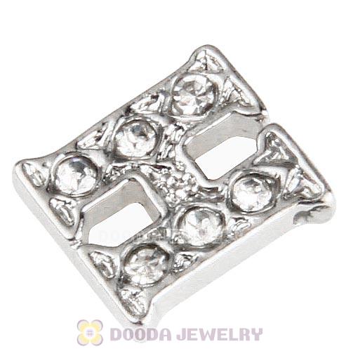 Platinum Plated Alloy Letter H with Crystal Floating Locket Charms Wholesale