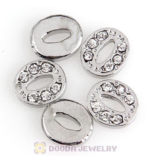 Platinum Plated Alloy Letter O with Crystal Floating Locket Charms Wholesale