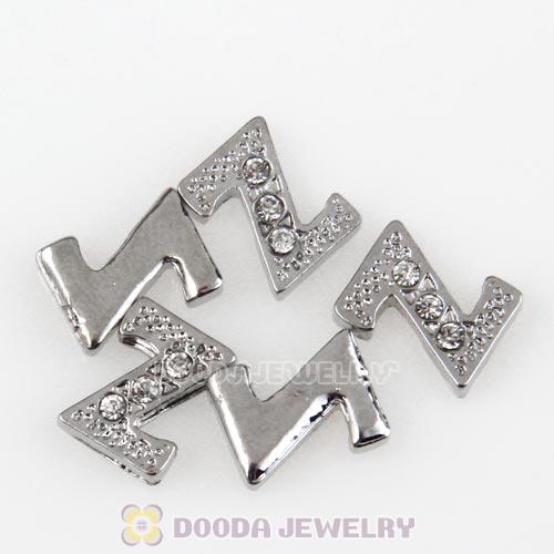 Platinum Plated Alloy Letter Z with Crystal Floating Locket Charms Wholesale