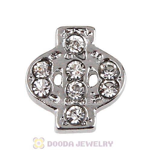 Platinum Plated Alloy Greek Letter Phi with Crystal Floating Locket Charms Wholesale