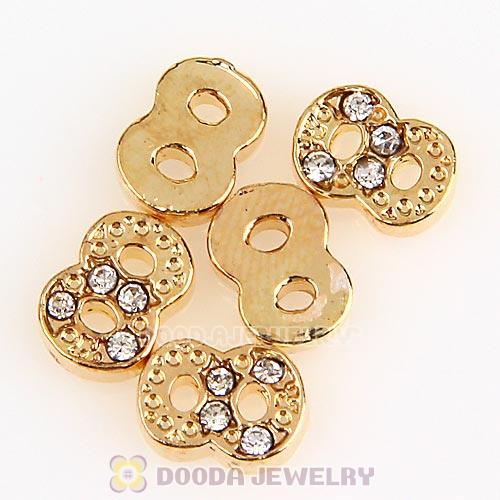 Gold Plated Alloy Number 8 with Crystal Floating Locket Charms Wholesale