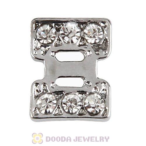 Platinum Plated Alloy Greek Letter Xi with Crystal Floating Locket Charms Wholesale