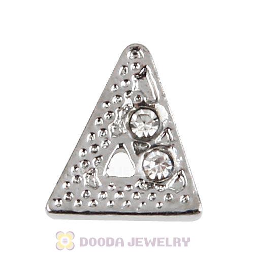 Platinum Plated Alloy Greek Letter Delta with Crystal Floating Locket Charms Wholesale