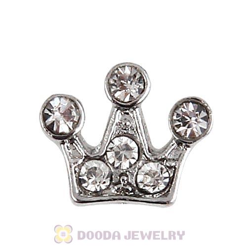Platinum Plated Alloy Crown with Crystal Floating Locket Charms Wholesale