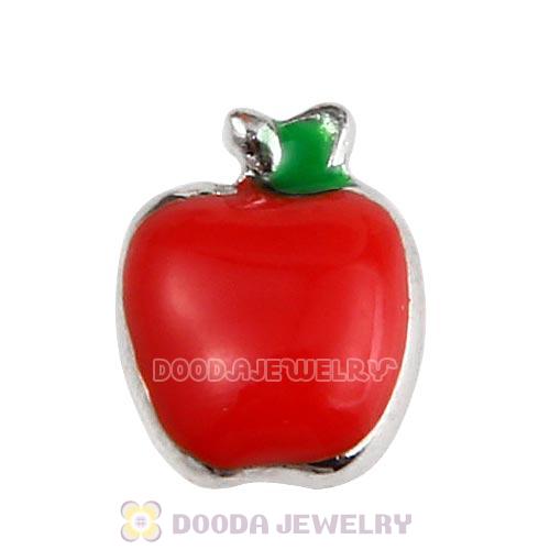 Platinum Plated Alloy Enamel Teachers apple Floating Locket Charms Wholesale