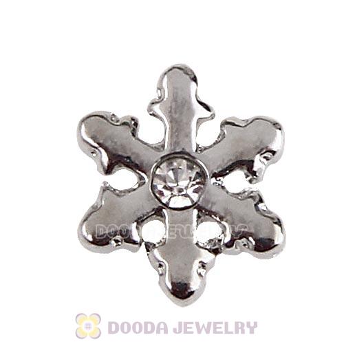 Platinum Plated Alloy Snowflake with Crystal Floating Locket Charms Wholesale