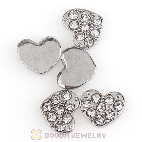 Platinum Plated Alloy puffy heart with Crystal Floating Locket Charms Wholesale