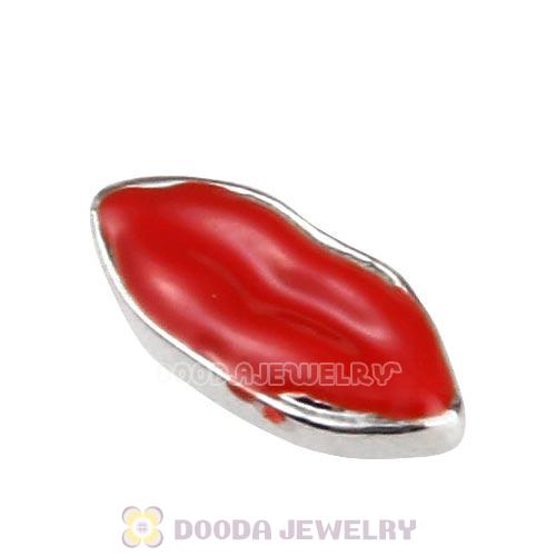 Platinum Plated Alloy Enamel Lips Floating Locket Charms Wholesale