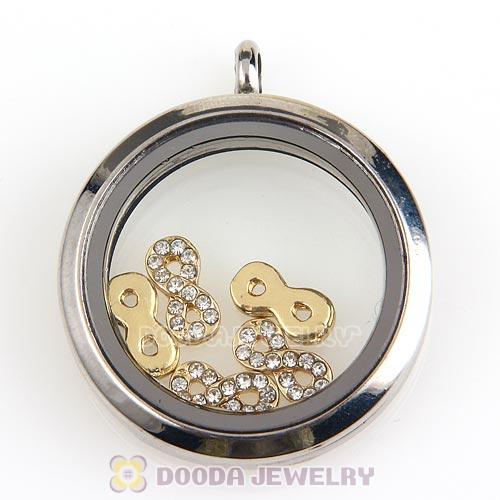 Gold Plated Alloy Infinity with Crystal Floating Locket Charms Wholesale