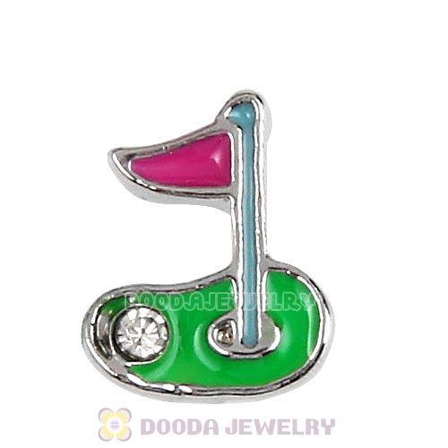 Platinum Plated Alloy Enamel Golf green with ball Floating Locket Charms Wholesale