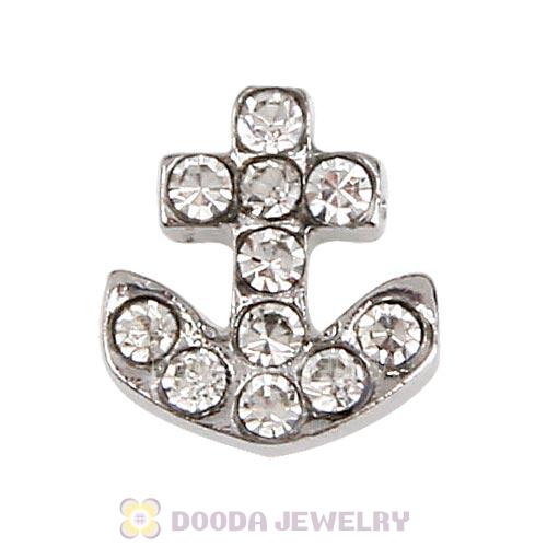 Platinum Plated Alloy Anchor with Crystal Floating Locket Charms Wholesale