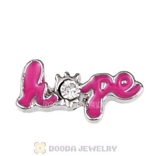 Platinum Plated Alloy Enamel Hope with Crystal Floating Locket Charms Wholesale