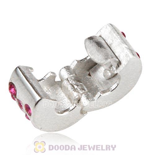 Sterling Silver Glimmer Clip Beads with Rose Austrian Crystal European Style