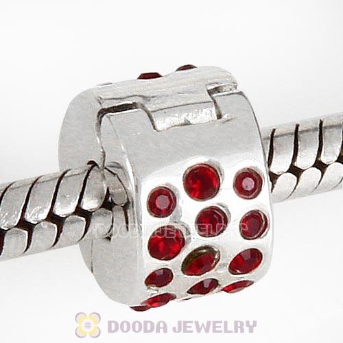 Sterling Silver Glimmer Clip Beads with Siam Austrian Crystal European Style