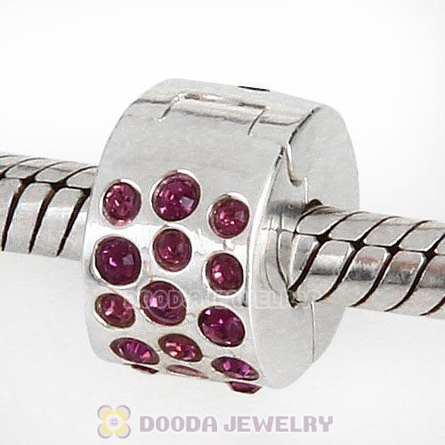 Sterling Silver Glimmer Clip Beads with Amethyst Austrian Crystal European Style